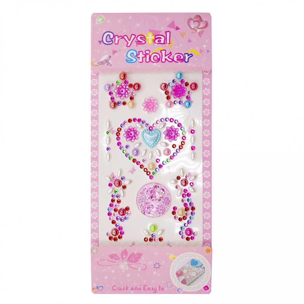 Наклейки-стразы Alingar, акриловые, "Сердечки", сердечки, звездочки, узоры, пакет с европодвесом