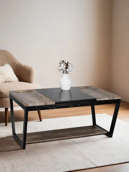 Стол журнальный BeautyStyle 33 дуб крымский состаренный/венге/стекло черное