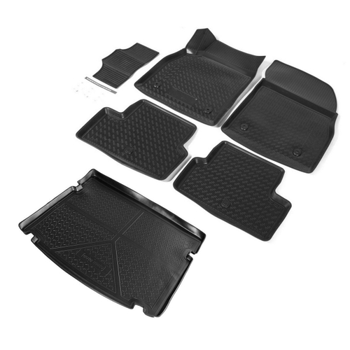 Коврики в салон и багажник автомобиля (комплект) Rival для Chevrolet Cruze I поколение хэтчбек 2009-2015, полиуретан, с крепежом, 6 частей, K11003002-1