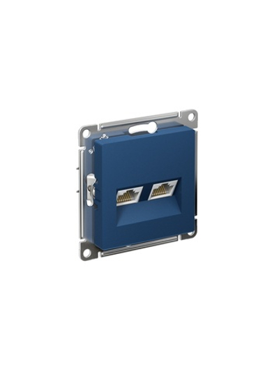 Розетка компьютерная 2-м AtlasDesign RJ45+RJ45 кат.5E механизм аквамарин SE ATN001185