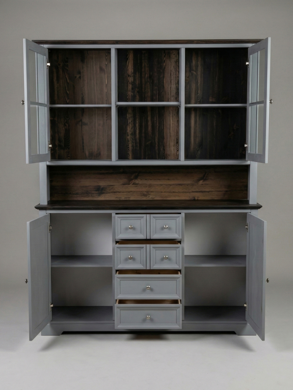 Буфет деревянный с 4 дверями Лэйквью 155х41х202 см, из натуральной сосны