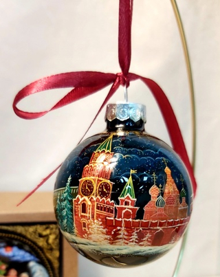 Шар новогодний с ручной росписью  Палех "Москва"