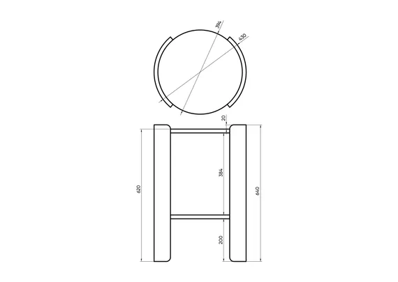 Столик Lagom Stone D 43 см высота 64 см (камень LC, натуральный дуб)