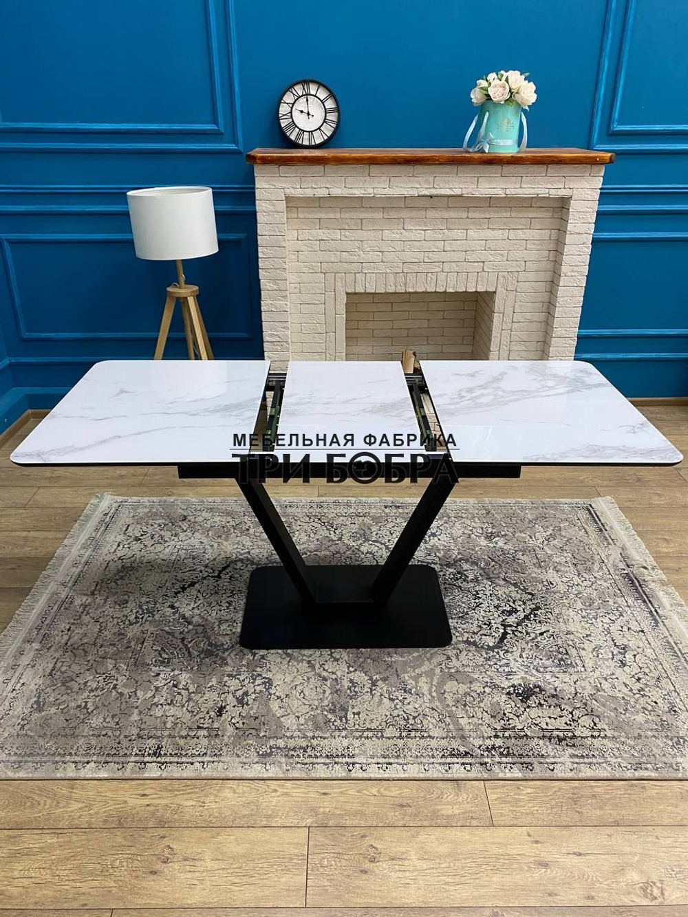Кухонный раздвижной стол "Леон" итальянский мрамор