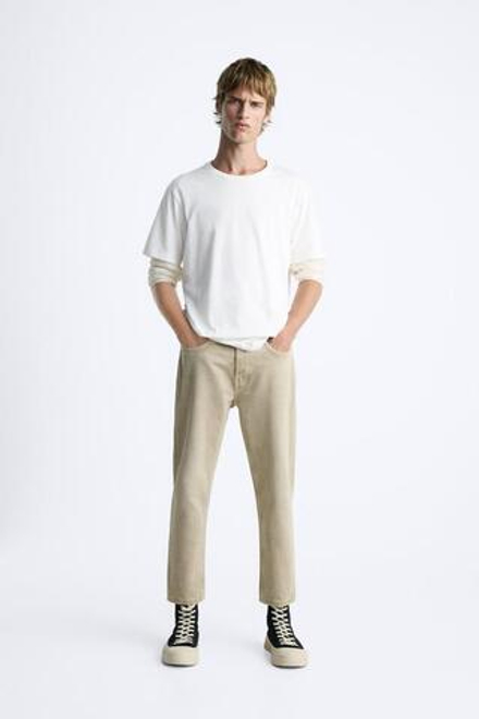 ZARA ДЖИНСЫ SLIM CROPPED-FIT, РЫЖЕВАТО-КОРИЧНЕВЫЙ