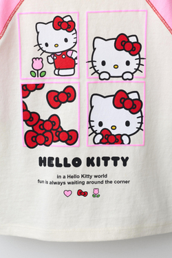 ZARA ФУТБОЛКА РЕГЛАН КОНТРАСТНАЯ HELLO KITTY ©, РОЗОВЫЙ