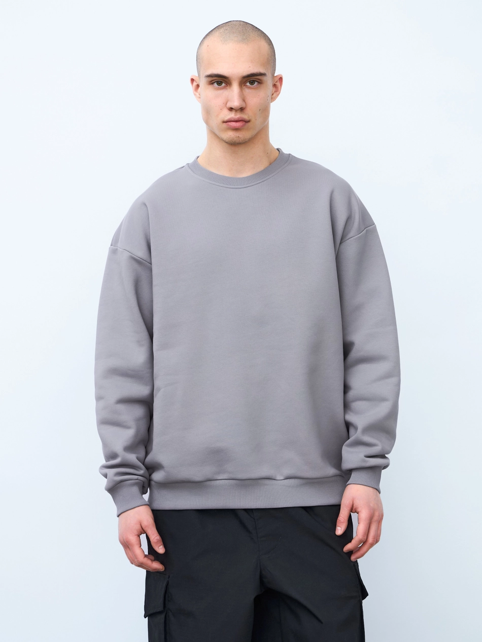 Свитшот оверсайз, с начесом (серый)