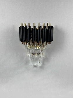 Бра настенное Lanbos Metal, 2 лампы Е14, 80 Вт, до 5 кв м, черное с золотом