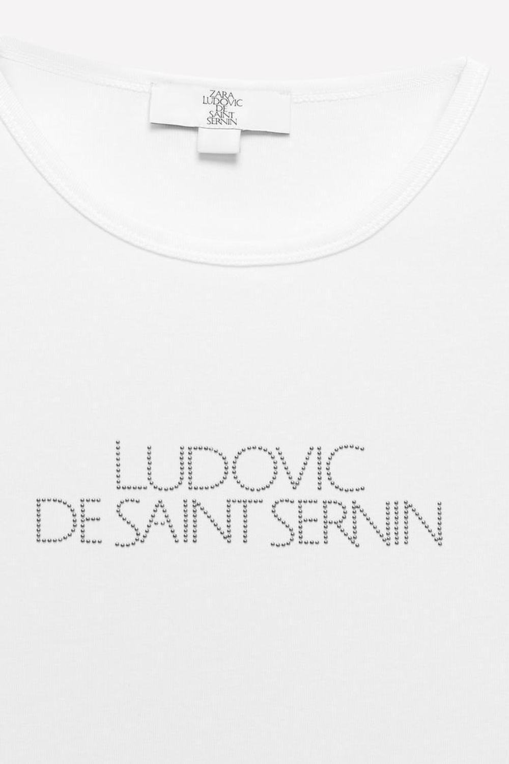 ZARA Х LUDOVIC DE SAINT SERNIN ФУТБОЛКА С БЛЕСТЯЩЕЙ НАДПИСЬЮ, БЕЛЫЙ
