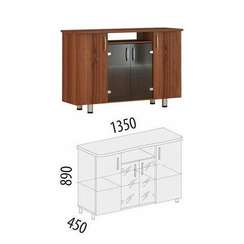 Тумба офисная многофункциональная Лидер 82.07 Орех Пегас 1350х450х890