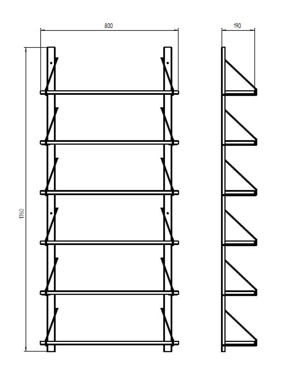 Полка настенная, 80х19х176, Alina, для ванной, стеллаж деревянный, массив дуба, MAKOSA