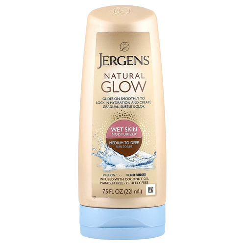 Jergens, Увлажняющее средство Natural Glow для нанесения на влажную кожу, оттенок Medium to Tan (221 мл)