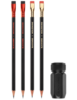 Набор из 4 карандашей и точилки Blackwing x Moleskine (EWBKWKIT1) в черной подарочной коробке
