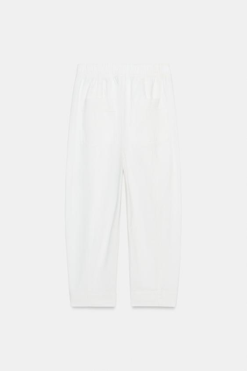 ZARA БРЮКИ С ЭЛАСТИЧНЫМ ПОЯСОМ, БЕЛЫЙ