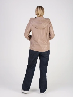 Кожаная куртка демисезонная с капюшоном