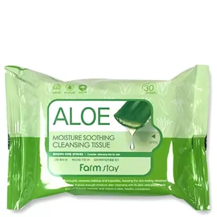 FarmStay Салфетки очищающие с экстрактом алоэ - Aloe moisture soothing cleansing tissue, 30шт, шт