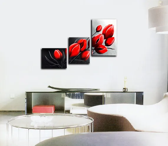 Модульная картина "Красные бутоны"