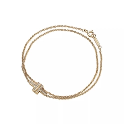 Браслет из жёлтого золота с бриллиантами, Tiffany 💠T collection. В Наличии