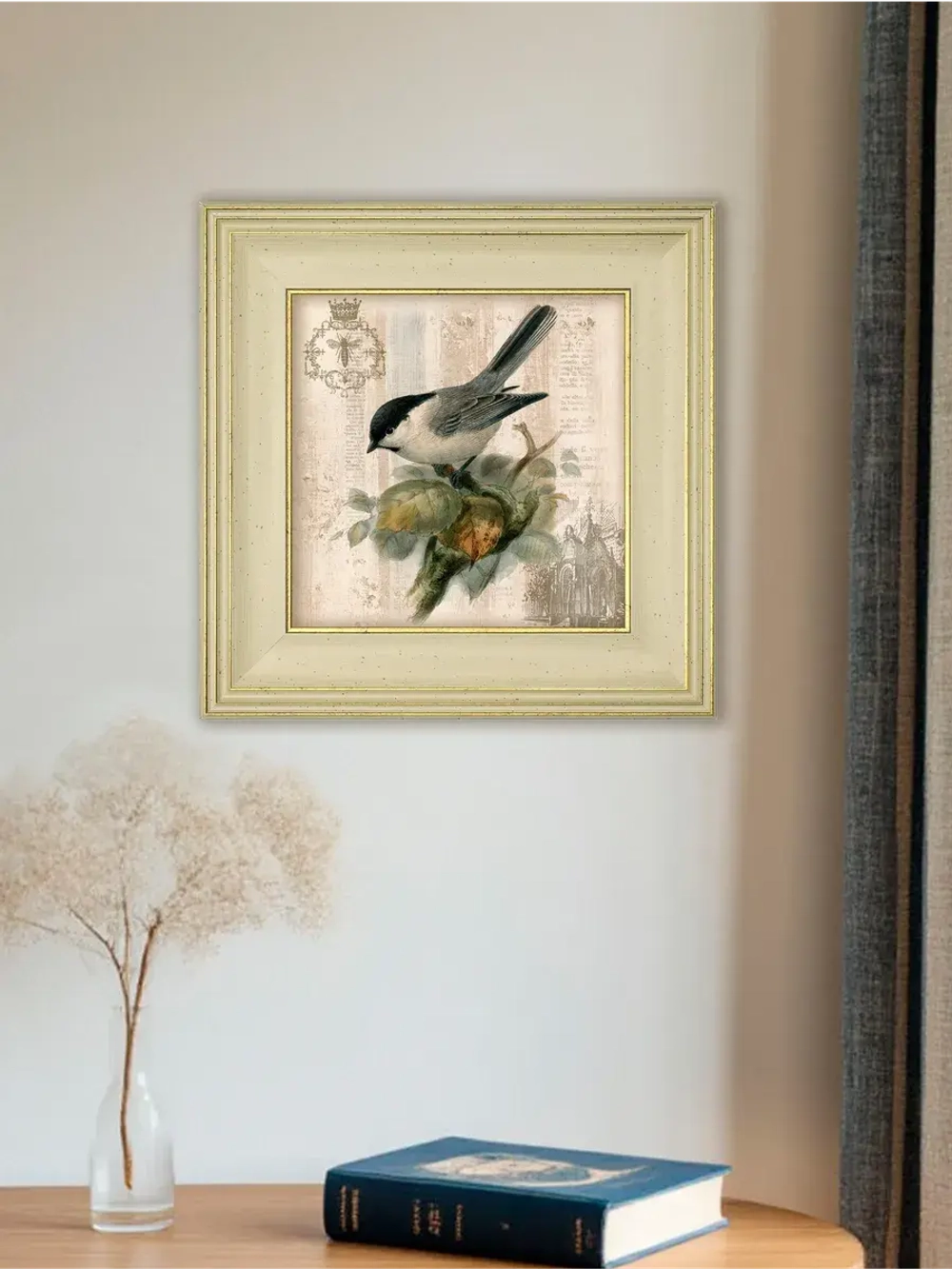 Картина интерьерная на холсте в раме "Птички" 30*30 см