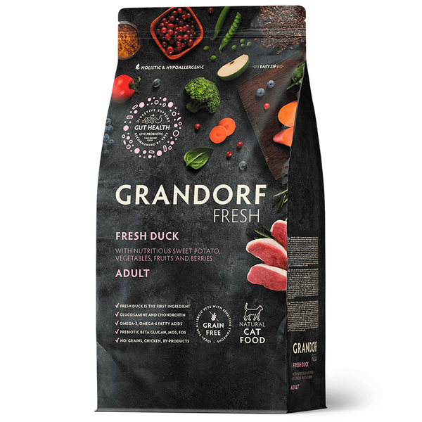 Сухой корм Grandorf Fresh свежее мясо утки с бататом для взрослых кошек 2 кг (Грандорф Фрэш)