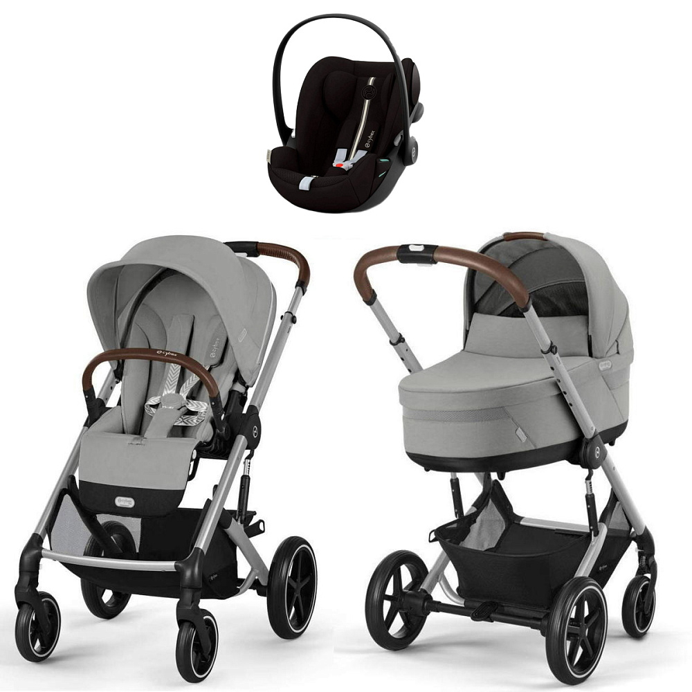 Коляска Cybex Balios S Lux SLV complete Cloud G Moon Black Plus Base G 4 в 1 Stone Grey с дождевиками