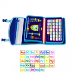 Бизибук, книга-рюкзак развивающая, 280 мм*240 мм, "Динозаврики", фетр, синий, 5 листов, застежка пряжка, упаковка зип-пакет