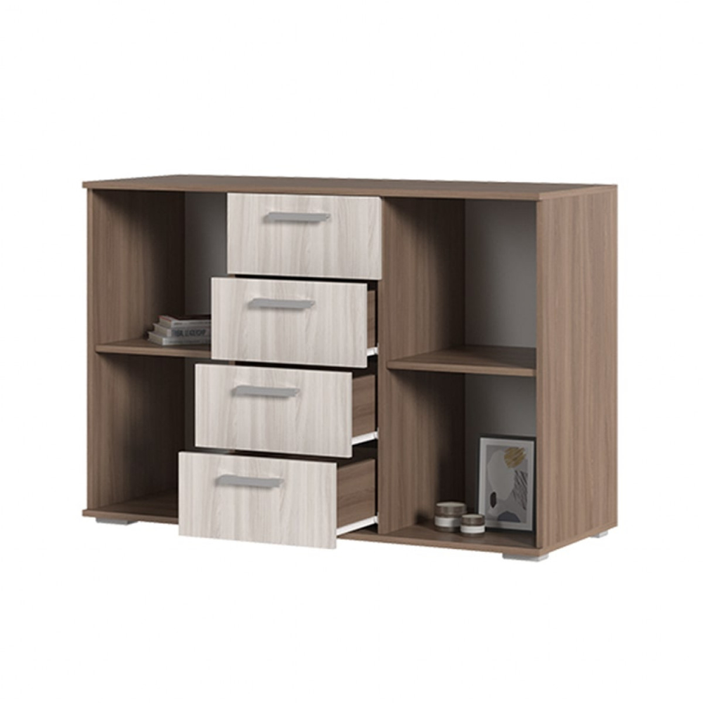 К-2 Комод 4 ящика и 2 створки Ясень шимо темный / Ясень шимо светлый