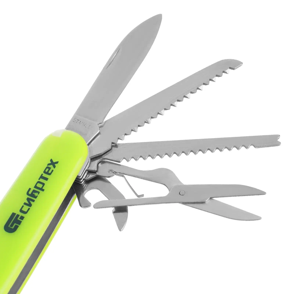 Нож многофункциональный, компактный размер, 15 функций, 90 мм Сибртех