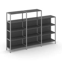 Shelf System Трехсекционный стеллаж четырех/трехярусный SN.STM-432 Антрацит/Металл Серый 2370*400*87