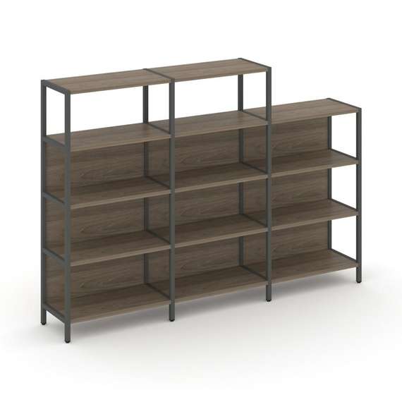 Shelf System Трехсекционный стеллаж четырех/трехярусный SN.STM-432 Вяз Благородный/Металл Антрацит 2