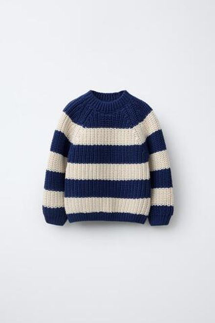 ZARA СВИТЕР В ПОЛОСКУ, ИНДИГО
