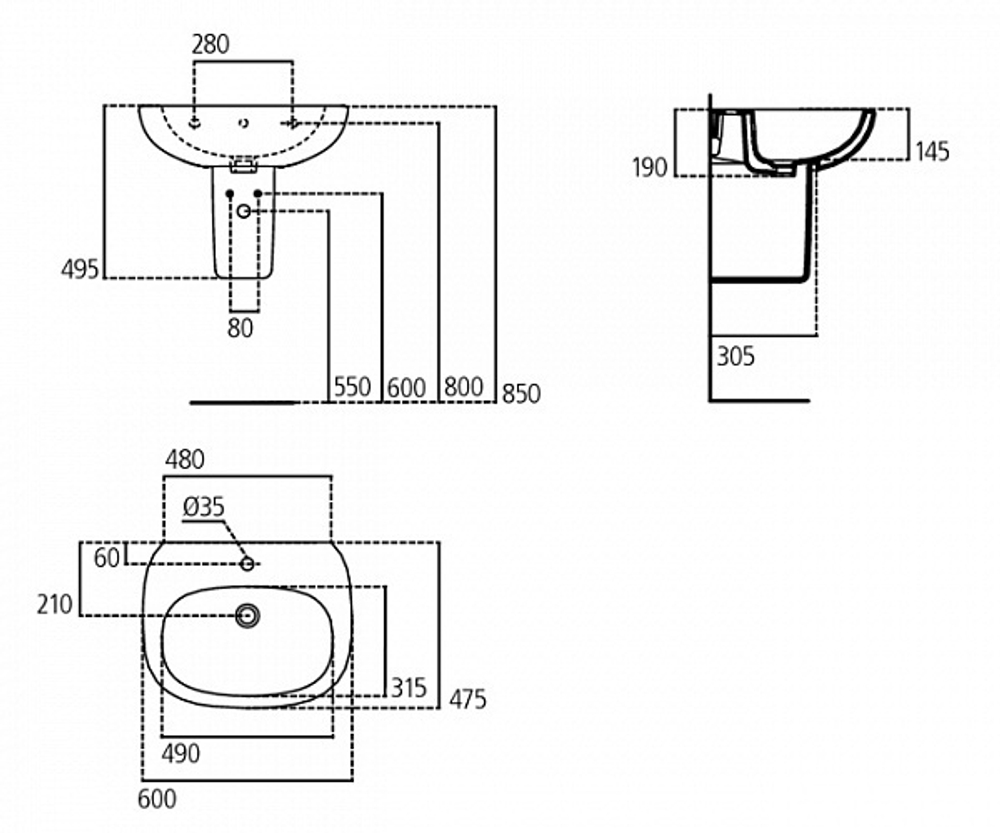 Умывальник Ideal Standard TESI T351401