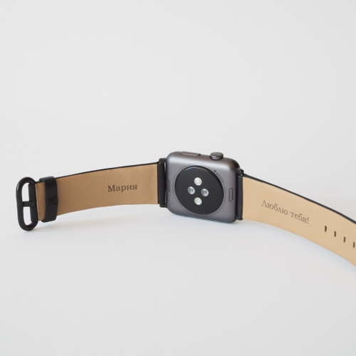 Ремешок для Apple Watch Ultra 49mm из кожи крокодила черного цвета с синей строчкой