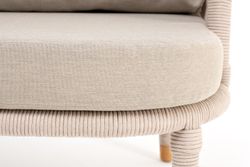 "Верона" кресло плетеное из роупа, каркас алюминий белый муар, роуп бежевый круглый, ткань бежевая 15052 высота посадки 43,5 см