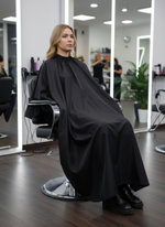 Пеньюар парикмахерский классический, размер увеличенный, черный, горловина КОМБИ