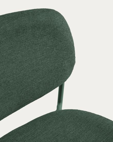 Полубарный стул Meli из зеленой синели с металлическими ножками, 65 см