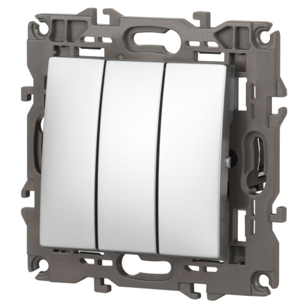 14-1107-03 ЭРА Выключатель тройной, 10АХ-250В, IP20, Эра Elegance, алюминий