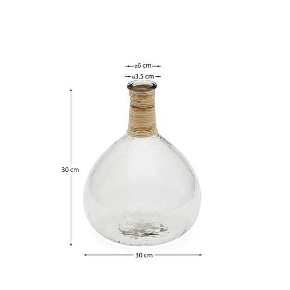 Ваза Serlina из ротанга и прозрачного переработанного стекла