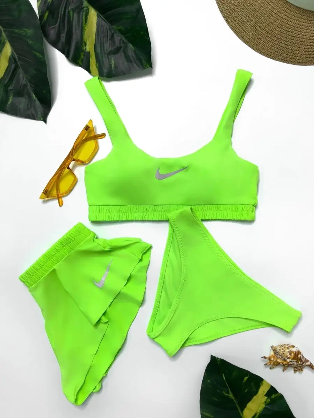 купальник раздельный Nike спортивный 3 в 1 топ с шортами