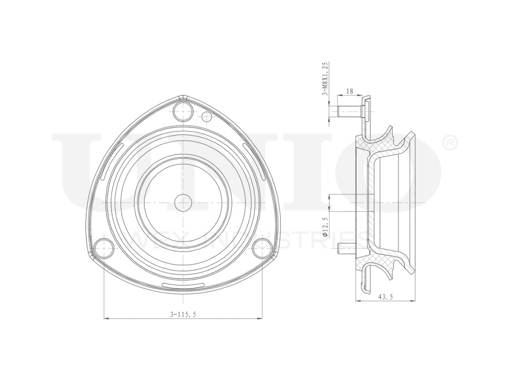 Опора амортизатора передняя UNIO RMP-13104
