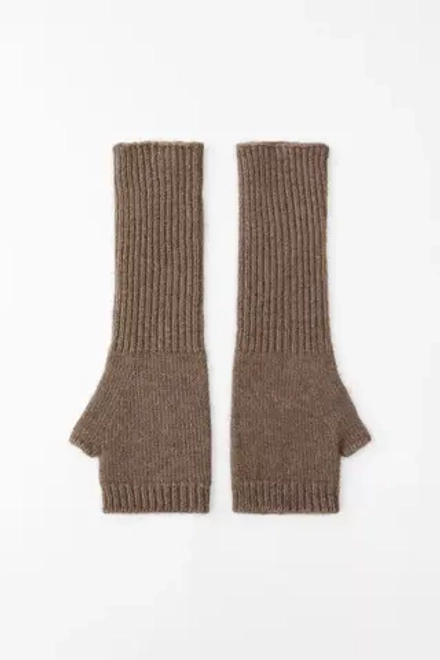 ZARA МИТЕНКИ ИЗ РИФЛЕНОГО ТРИКОТАЖА, СЕРОВАТО-КОРИЧНЕВЫЙ