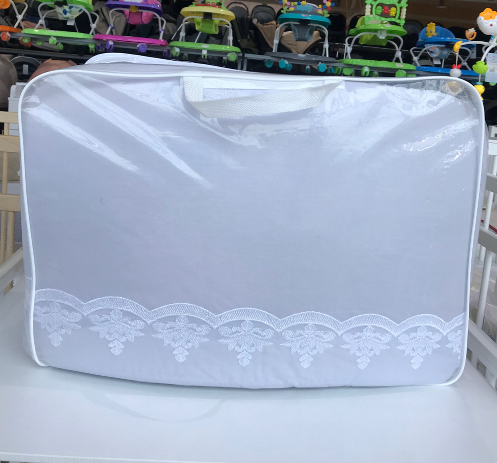 Комплект в кроватку 6-ти предметный "Нежность" с кружевом(серый цвет), поплин