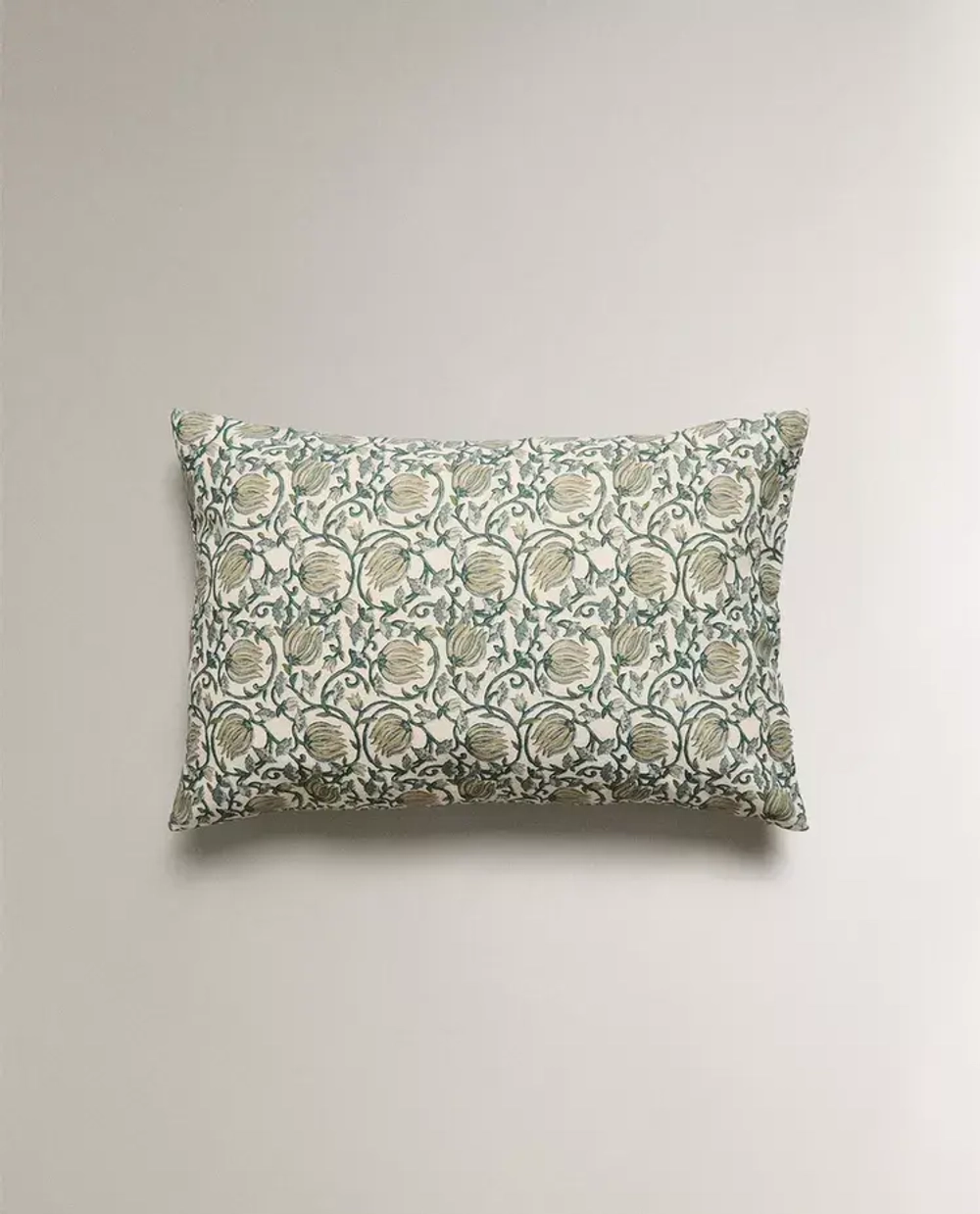 ZARA HOME НАВОЛОЧКА ДЛЯ ДЕКОРАТИВНОЙ ПОДУШКИ С ЦВЕТОЧНЫМ УЗОРОМ, ЗЕЛЕНЫЙ