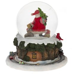 GAEM Фигурка декор в стекл шаре "Санта" (муз с ключ, движ), D 10 см, L15 W15 H15 см