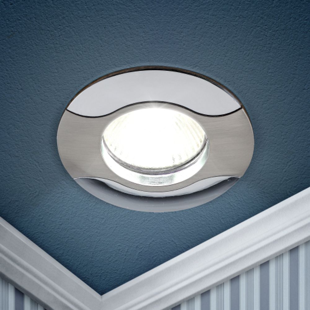 KL18 SN/CH Светильник ЭРА литой волна MR16,12V/220V, 50W сатин никель/хром