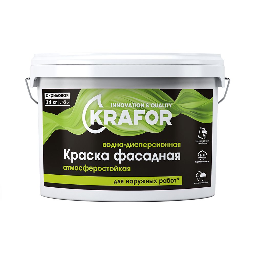 Краска В/Д 3кг фасадная Крафор салат.