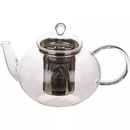Чайник «Мико» стальной фильтр стекло,сталь нерж. 1,2л ,H=15,2,L=24,B=15см прозр.,серебрян