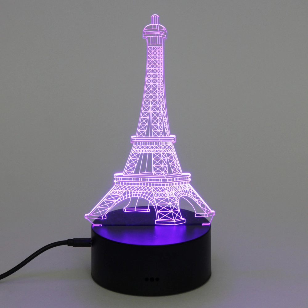 Светильник ночник «3D-Эйфелева башня» на пластиковой подставке, с включателем USB