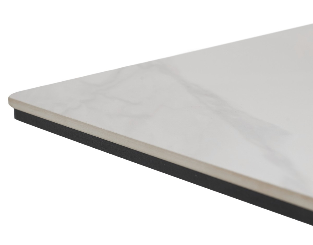 Стол М-City DISAUR Комильфо Мини 100 Белый мрамор С Прожилками Латте, керамика, Черный