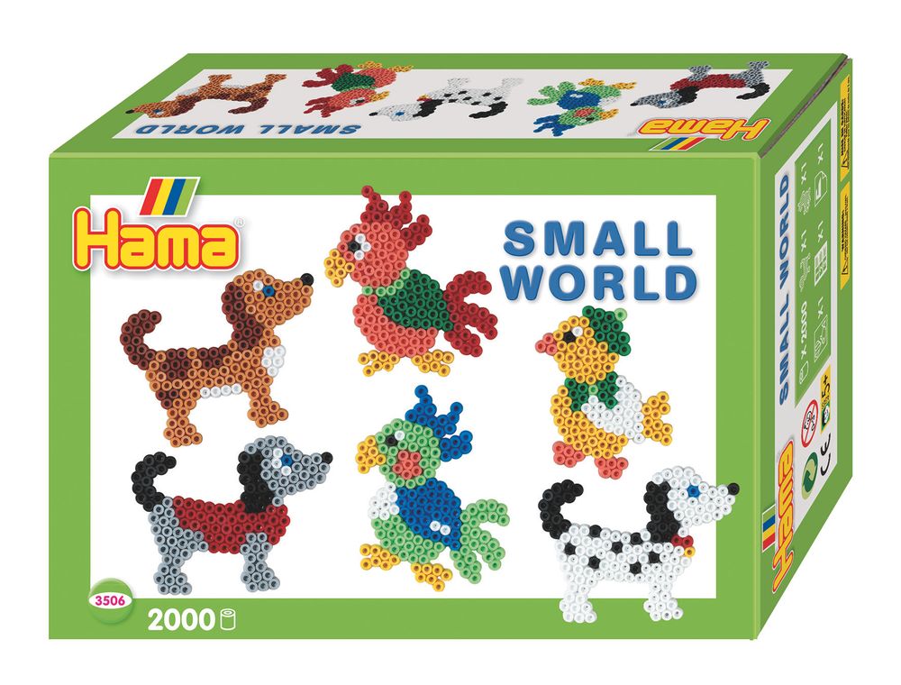 Hama Набор термомозаики Midi 2000 шт + Маленький мир: собака, попугай (3506)